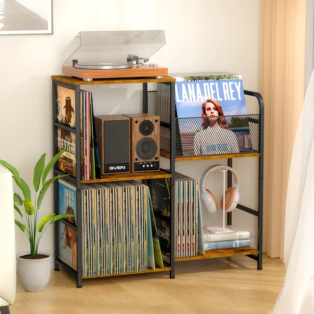 Main image of Record Player Stand, Turntable Stand with Vinyl Storage Holds up to 300+ Albums, Storage Cabinet for Vinyl Records, Record Player Table for Living Room