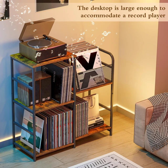 Alt view image 6 of 7 - Record Player Stand, Turntable Stand with Vinyl Storage Holds up to 300+ Albums, Storage Cabinet for Vinyl Records, Record Player Table for Living Room