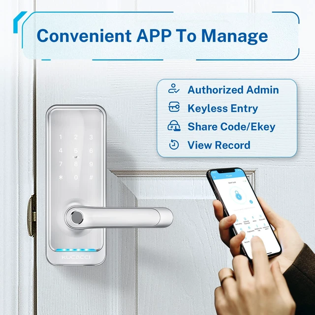 Alt view image 3 of 7 - Keypad Smart Door Lock with Handle: Keyless Entry Smart Lock for Front Door - Electronic Code for Exterior Door - Retrofit Knob Deadbolt Lock(Silver)