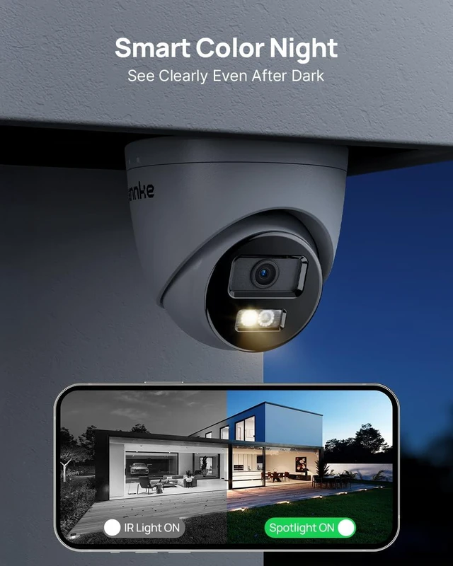 Alt view image 2 of 7 - 4K/8MP Dome PoE Security Camera Outdoor, Color Night Vision, White | AI Human/Vehicle Detection, Smart Dual Light, Audio Recording, Easy Remote Access, IP67, H.265+, Support up to 512GB TF Card