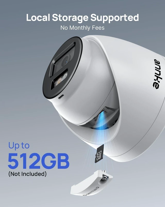 Alt view image 7 of 7 - 4K/8MP Dome PoE Security Camera Outdoor, Color Night Vision, White | AI Human/Vehicle Detection, Smart Dual Light, Audio Recording, Easy Remote Access, IP67, H.265+, Support up to 512GB TF Card