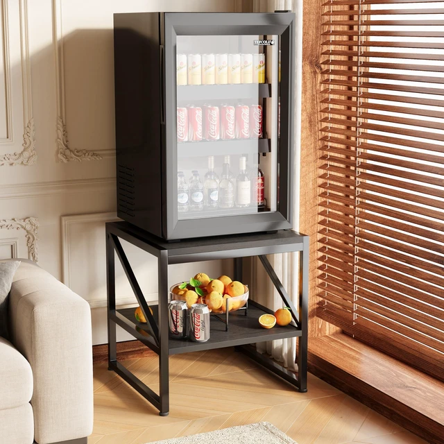 Main image of 20 Inch Square End Table, Mini Fridge Stand with 2-Tier Storage Shelf, High Load Capacity Printer Table for Living Room Bedroom, Black