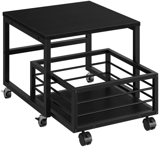 Main image of End Table, Mini Fridge Stand with Storage, Mini Fridge Table with Wheels and Adjustable Feet, Sturdy Metal Frame, for Living Room, Bedroom, Office, Black BB155TL01