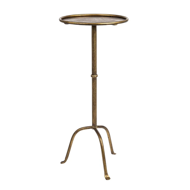 Alt view image 3 of 7 - Metal Martini Cocktail Table, Antique Brass