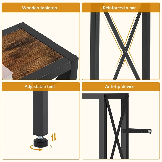 Alt view image 7 of 7 - 70" Sofa Table Behind Couch with Oulets-Narrow Console Table,Brown | Industrial Style, Long Skinny Design,Couch Table for Hallway,Living Room,Bedroom, Built-In Power Outlets & USB, 172cm Length