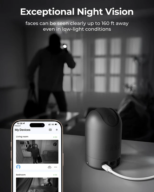 Alt view image 5 of 7 - Home Security Camera R4S 4MP WiFi IP Camera,Wireless Baby Monitor with AI Human Detection Sound Detection 33ft Night Vision 2 Way Audio Camera Compatible with Alexa Black