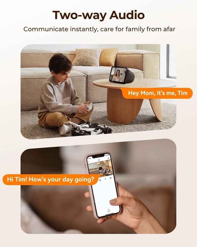 Alt view image 7 of 7 - Home Security Camera R4S 4MP WiFi IP Camera,Wireless Baby Monitor with AI Human Detection Sound Detection 33ft Night Vision 2 Way Audio Camera Compatible with Alexa Black