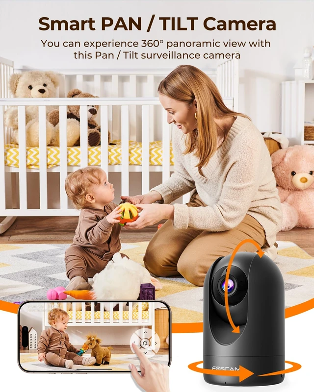 Alt view image 6 of 7 - Home Security Camera R4S 4MP WiFi IP Camera,Wireless Baby Monitor with AI Human Detection Sound Detection 33ft Night Vision 2 Way Audio Camera Compatible with Alexa Black