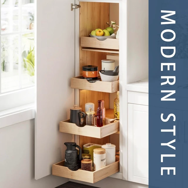 Alt view image 3 of 7 - Pull Out Cabinet Drawers - 6x2 Size Options (12-23'W,18-21'D), Pre-Assembled with Soft Close Slides, Solid Beechwood, Easy Installation(14'W x 18'D)