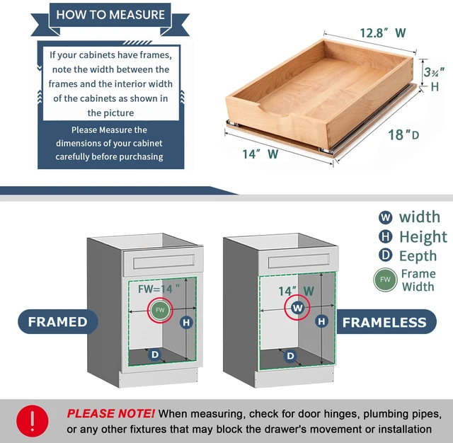 Alt view image 4 of 7 - Pull Out Cabinet Drawers - 6x2 Size Options (12-23'W,18-21'D), Pre-Assembled with Soft Close Slides, Solid Beechwood, Easy Installation(14'W x 18'D)