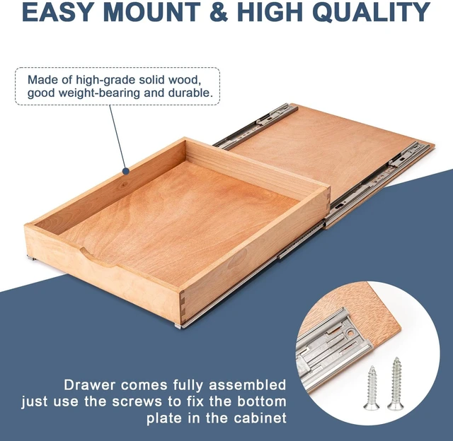 Alt view image 7 of 7 - Pull Out Cabinet Drawers - 6x2 Size Options (12-23'W,18-21'D), Pre-Assembled with Soft Close Slides, Solid Beechwood, Easy Installation(14'W x 18'D)