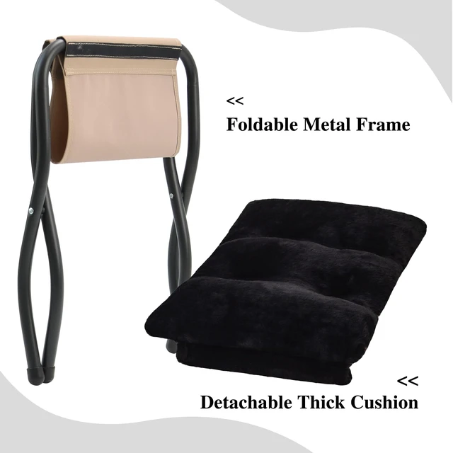 Alt view image 5 of 7 - 15"(H) Folding Ottoman, Set of 2, Foldable Footrest Stool, Small Foot Stool for Couch, Collapsible Foot Rest Ottoman for Sofa, Accent Padded Ottomans for Living Room, Bedroom, Black