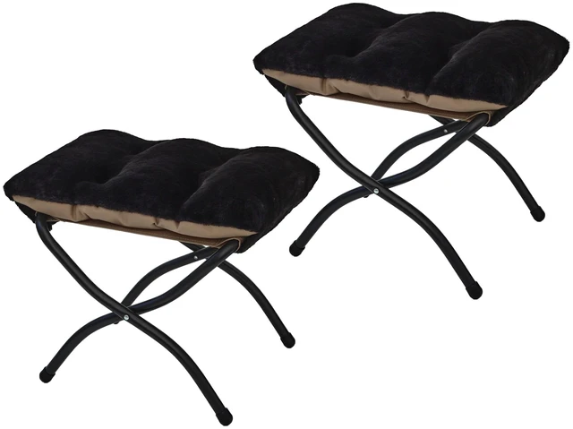 Main image of 15"(H) Folding Ottoman, Set of 2, Foldable Footrest Stool, Small Foot Stool for Couch, Collapsible Foot Rest Ottoman for Sofa, Accent Padded Ottomans for Living Room, Bedroom, Black