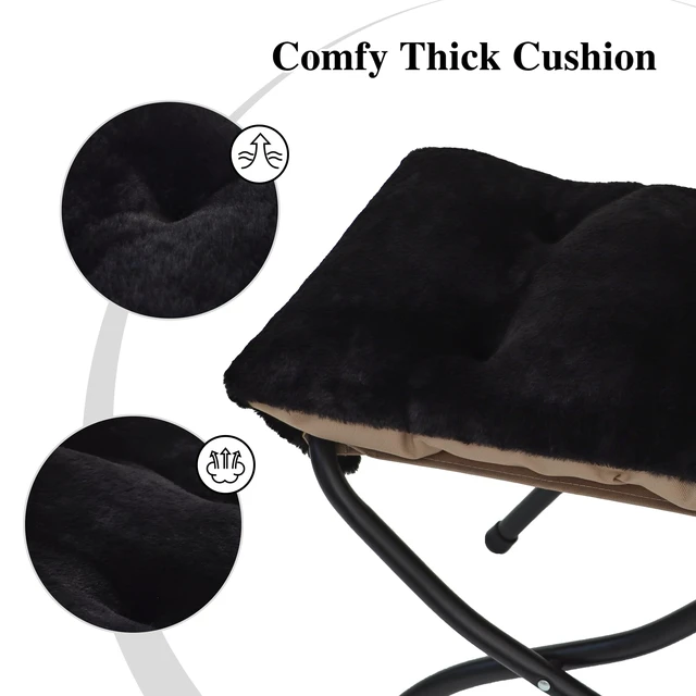 Alt view image 6 of 7 - 15"(H) Folding Ottoman, Set of 2, Foldable Footrest Stool, Small Foot Stool for Couch, Collapsible Foot Rest Ottoman for Sofa, Accent Padded Ottomans for Living Room, Bedroom, Black