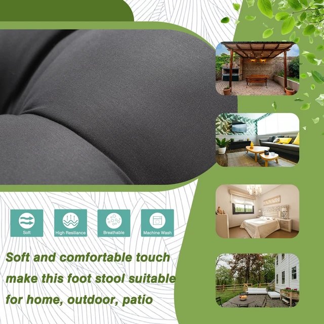 Alt view image 7 of 7 - 15" Upholstered Folding Foot Rest Stool with Foldable Metal Frame Dark Grey | Foldable Indoor/Outdoor Footrest Washable Ottoman Footstool Compact Size 18.5"×14.8"×15" for Living Room, Bedroom, Patio