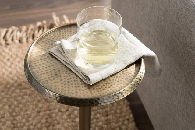 Alt view image 3 of 7 - Sanzo Bohemian Side Table, 9 x 9 x 23, Gold, Decorative Pedestal End Table for Display and Storage