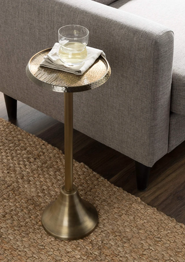 Alt view image 4 of 7 - Sanzo Bohemian Side Table, 9 x 9 x 23, Gold, Decorative Pedestal End Table for Display and Storage