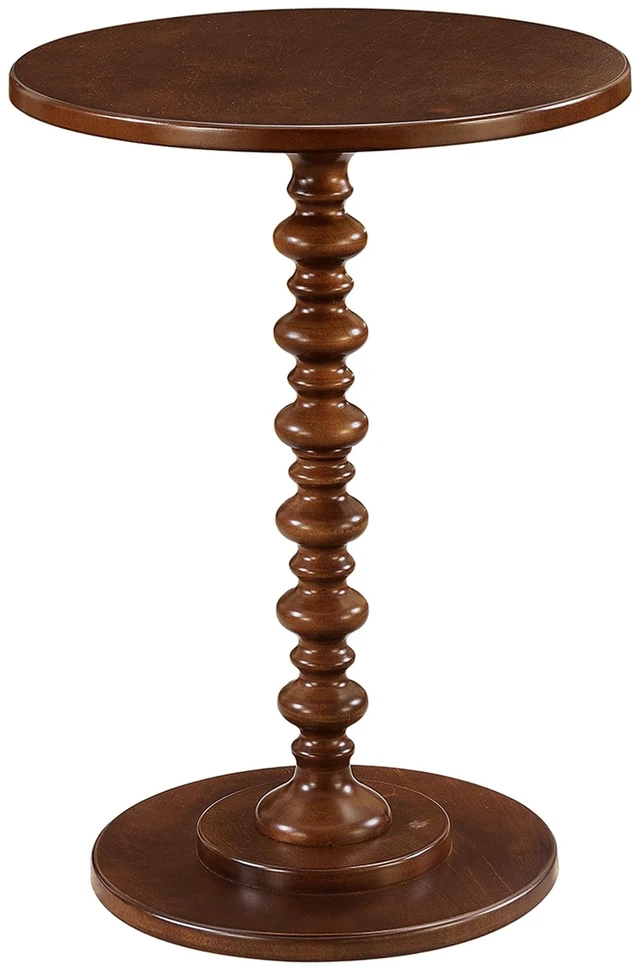 Main image of Palm Beach Spindle Table 17.75" - Traditional Round End Table for Living Room, Turned Solid Wood Side Table, Classic Display Pedestal Table, Espresso