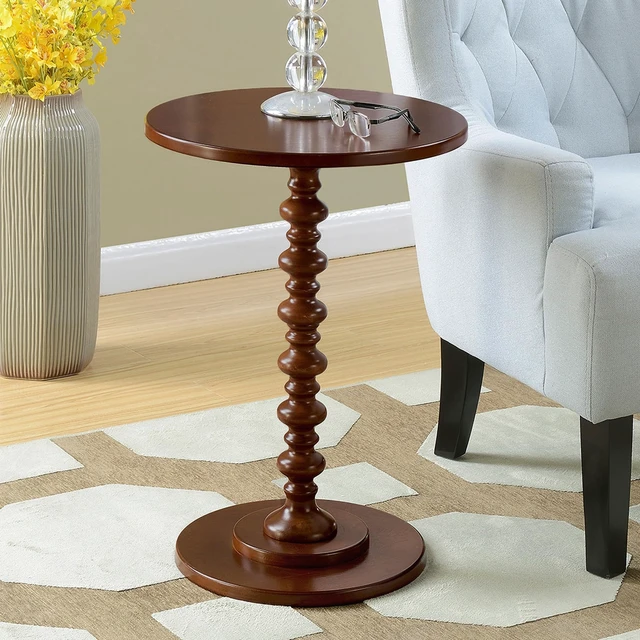 Alt view image 3 of 6 - Palm Beach Spindle Table 17.75" - Traditional Round End Table for Living Room, Turned Solid Wood Side Table, Classic Display Pedestal Table, Espresso