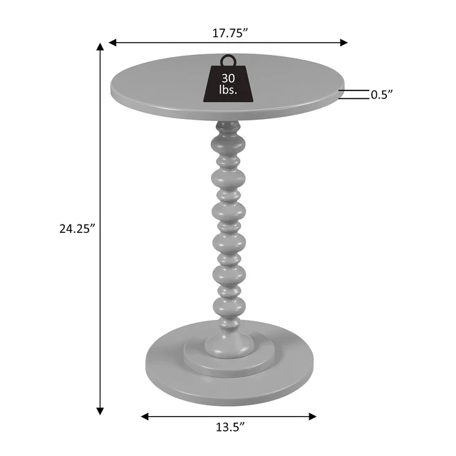 Alt view image 5 of 6 - Palm Beach Spindle Table 17.75" - Traditional Round End Table for Living Room, Turned Solid Wood Side Table, Classic Display Pedestal Table, Espresso