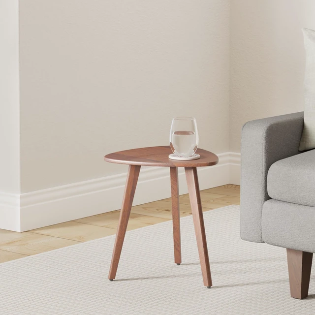 Alt view image 2 of 7 - Side Table - Wandsworth wooden End Table. Exclusively Designed Hand-Crafted Small Nightstand. Solid Wood Round End Table. Contemporary Bedside Table for Bedrooms, Living Room and Home Office