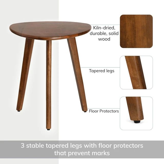 Alt view image 4 of 7 - Side Table - Wandsworth wooden End Table. Exclusively Designed Hand-Crafted Small Nightstand. Solid Wood Round End Table. Contemporary Bedside Table for Bedrooms, Living Room and Home Office
