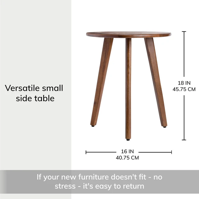 Alt view image 6 of 7 - Side Table - Wandsworth wooden End Table. Exclusively Designed Hand-Crafted Small Nightstand. Solid Wood Round End Table. Contemporary Bedside Table for Bedrooms, Living Room and Home Office