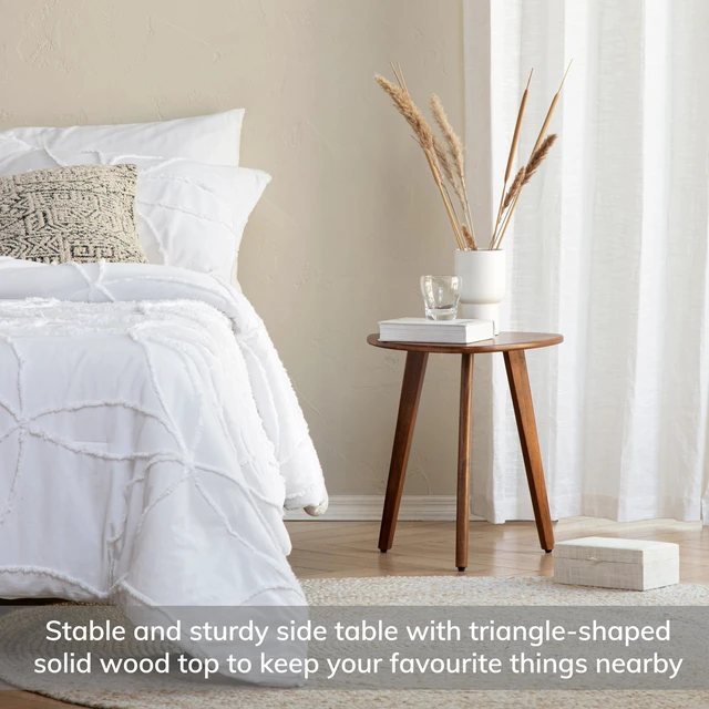 Alt view image 3 of 7 - Side Table - Wandsworth wooden End Table. Exclusively Designed Hand-Crafted Small Nightstand. Solid Wood Round End Table. Contemporary Bedside Table for Bedrooms, Living Room and Home Office