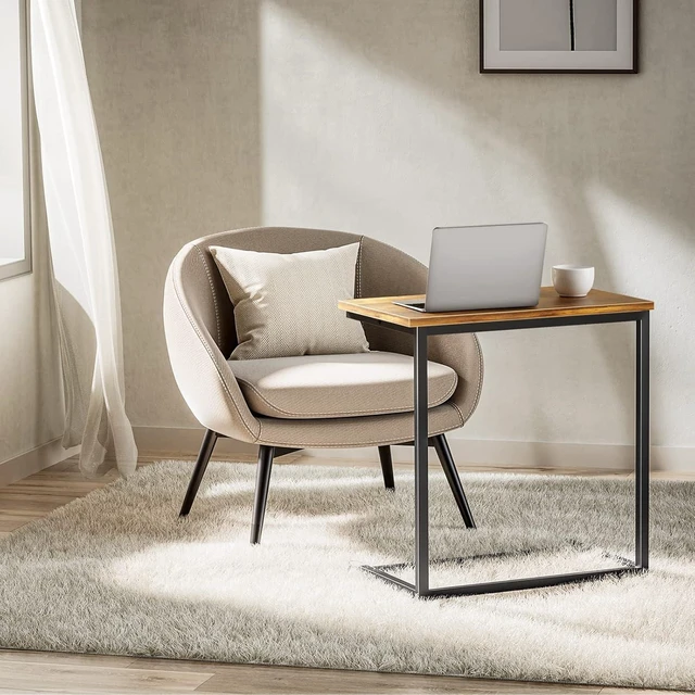 Alt view image 6 of 7 - C Shaped End Table Set of 2, Side Table for Couch Slide Under, C Table Sofa Side End Table for Living Room 27 inches High,PIET06K2