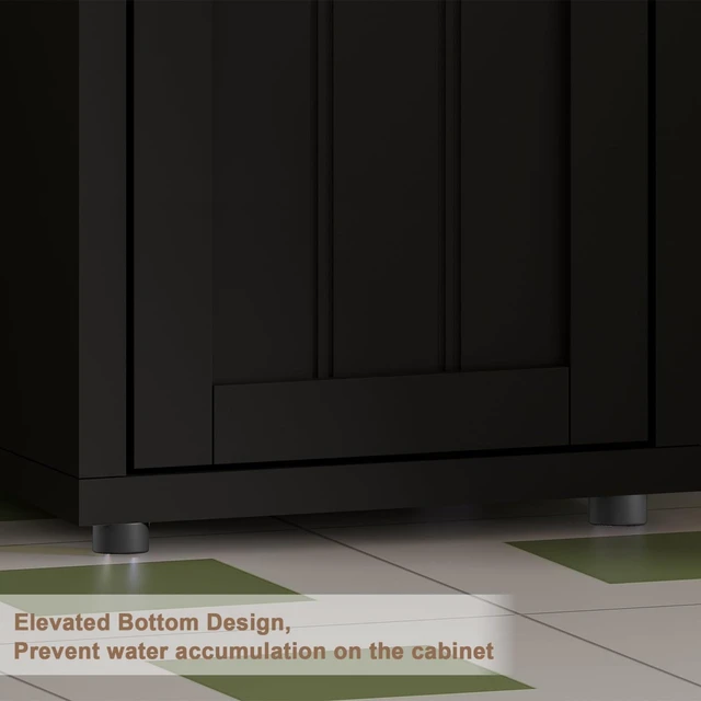 Alt view image 7 of 7 - Narrow Bathroom Storage Cabinet with Adjustable Shelves and Drawer | Tall Slim Storage Cabinet, Freestanding Cupboard for Small Spaces, Black