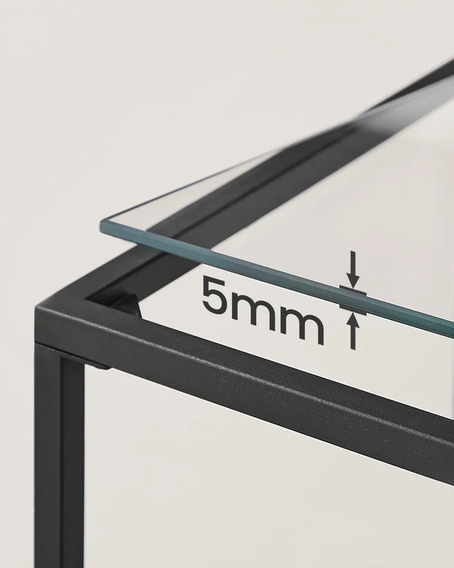 Alt view image 6 of 7 - 39.4 Inchs Console Sofa Table, Tempered Glass, 2 Shelves | Modern Entryway Table, Metal Frame, Adjustable Feet, for Living Room, Hallway, Black Color, BARIS Collection, ULGT025B01