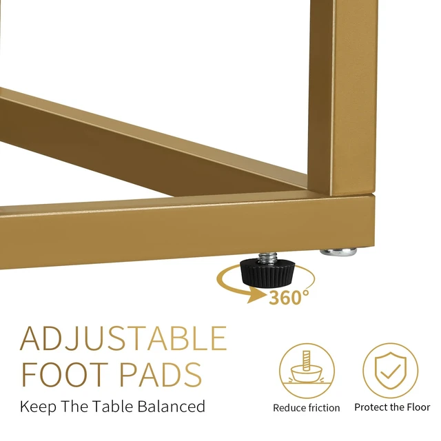 Alt view image 7 of 7 - C Shaped End Table Set of 2, Small Side Table for Sofa and Bed, Couch Tables That Slide Under, Snack Side Table for Living Room, Bedroom, White Faux Marble and Gold