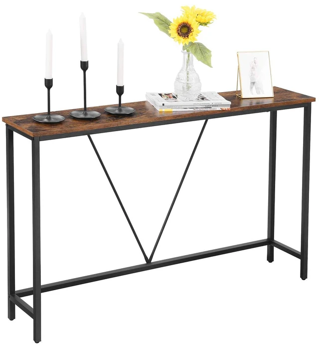 Main image of 47.2 Inches Console Sofa Table, Narrow Entryway Table | Easy Assembly, for Living Room, Bedroom, Rustic Brown and Ink Black, BARNET Collection ULNT020B01V1