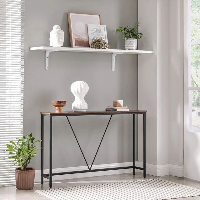 Alt view image 2 of 7 - 47.2 Inches Console Sofa Table, Narrow Entryway Table | Easy Assembly, for Living Room, Bedroom, Rustic Brown and Ink Black, BARNET Collection ULNT020B01V1