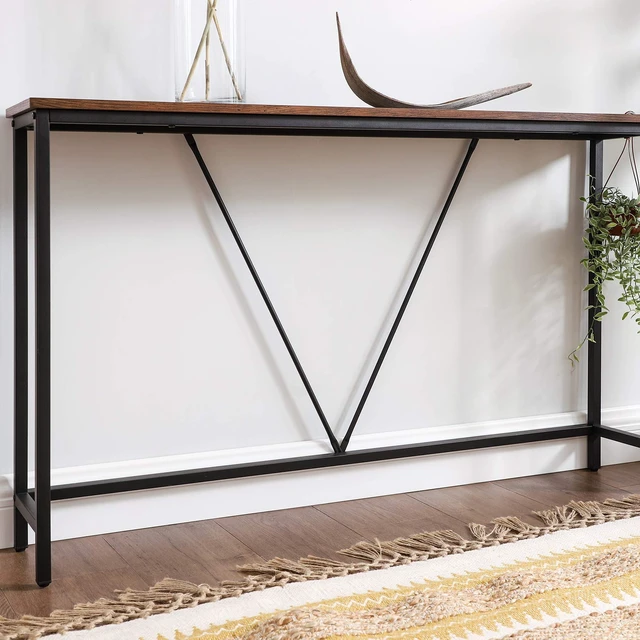 Alt view image 5 of 7 - 47.2 Inches Console Sofa Table, Narrow Entryway Table | Easy Assembly, for Living Room, Bedroom, Rustic Brown and Ink Black, BARNET Collection ULNT020B01V1
