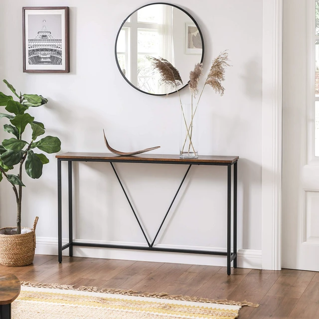 Alt view image 3 of 7 - 47.2 Inches Console Sofa Table, Narrow Entryway Table | Easy Assembly, for Living Room, Bedroom, Rustic Brown and Ink Black, BARNET Collection ULNT020B01V1