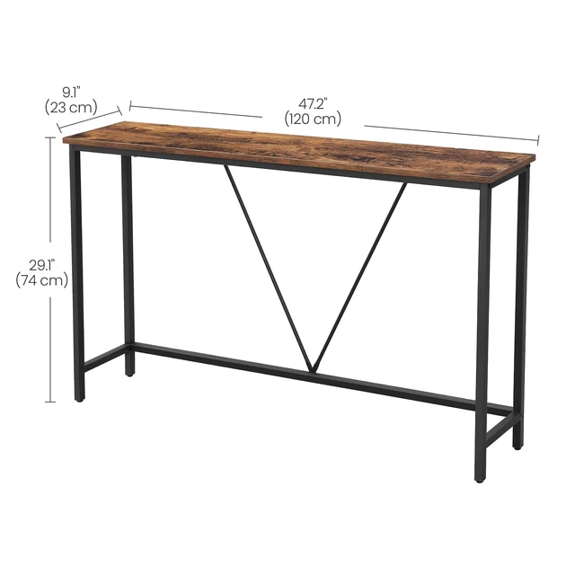Alt view image 7 of 7 - 47.2 Inches Console Sofa Table, Narrow Entryway Table | Easy Assembly, for Living Room, Bedroom, Rustic Brown and Ink Black, BARNET Collection ULNT020B01V1