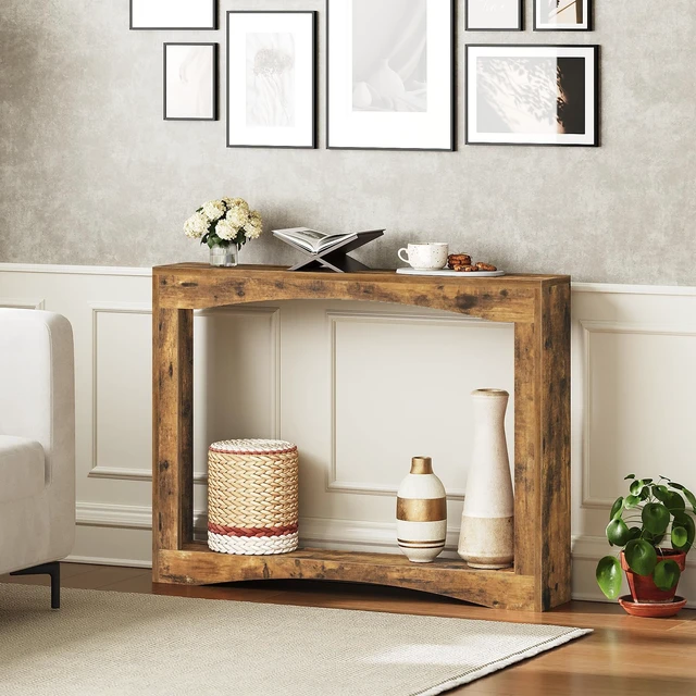 Alt view image 3 of 7 - Narrow Console Table, 5.9'' Thin Entryway Table, Behind Couch Table for Small Spaces, Small Farmhouse Hallway Table, for Living Room, Hallway, Foyer, Rustic Brown CT19RR