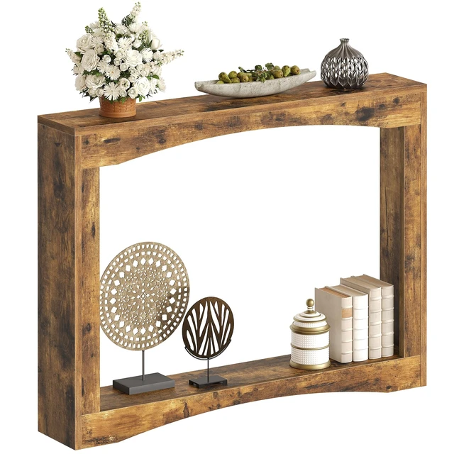 Alt view image 7 of 7 - Narrow Console Table, 5.9'' Thin Entryway Table, Behind Couch Table for Small Spaces, Small Farmhouse Hallway Table, for Living Room, Hallway, Foyer, Rustic Brown CT19RR