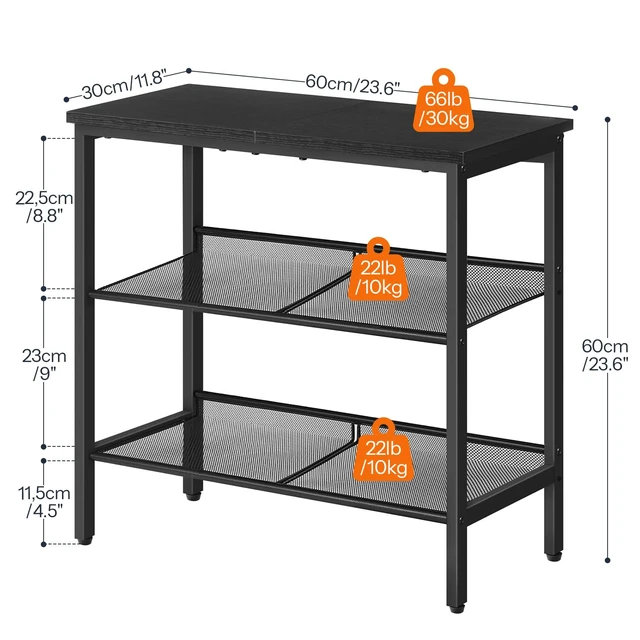 Alt view image 6 of 7 - Black Side Table, 3-Tier Metal Side Table, Small Black Table with 2 Flat or Slant Adjustable Shelves for Small Spaces, Hallway, Living Room, Bedroom, Sturdy, Easy Assembly, Black BB23BZ01G1