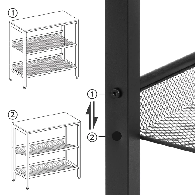 Alt view image 7 of 7 - Black Side Table, 3-Tier Metal Side Table, Small Black Table with 2 Flat or Slant Adjustable Shelves for Small Spaces, Hallway, Living Room, Bedroom, Sturdy, Easy Assembly, Black BB23BZ01G1