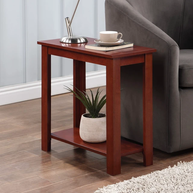 Alt view image 2 of 7 - Designs2Go Baja Chairside End Table 23.75"- Modern Living Room Table with Storage Shelf, Transitional Bedside Table, Mahogany