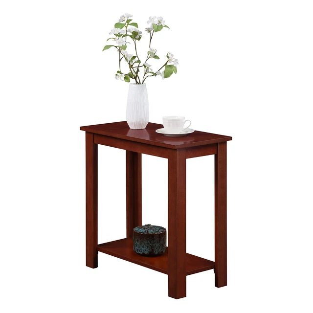 Alt view image 3 of 7 - Designs2Go Baja Chairside End Table 23.75"- Modern Living Room Table with Storage Shelf, Transitional Bedside Table, Mahogany