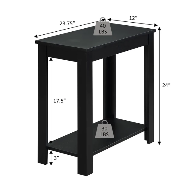 Alt view image 6 of 7 - Designs2Go Baja Chairside End Table 23.75"- Modern Living Room Table with Storage Shelf, Transitional Bedside Table, Mahogany