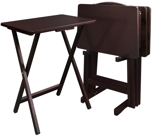 Main image of 5 Piece Tray Table Set, Espresso