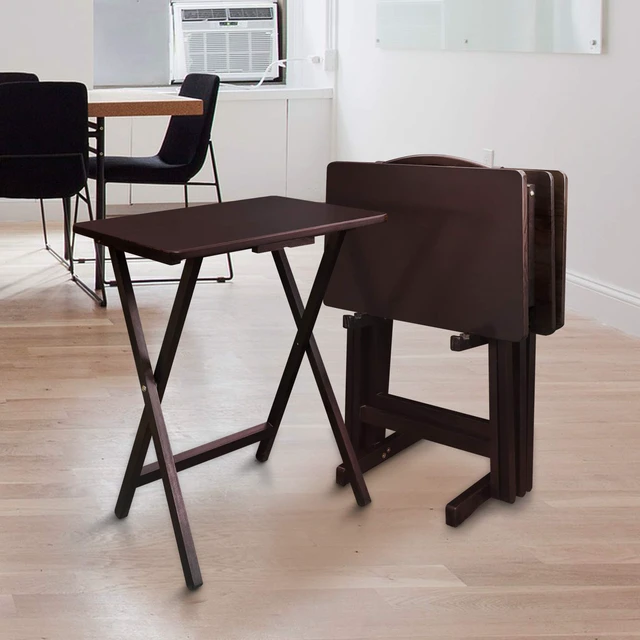 Alt view image 2 of 7 - 5 Piece Tray Table Set, Espresso