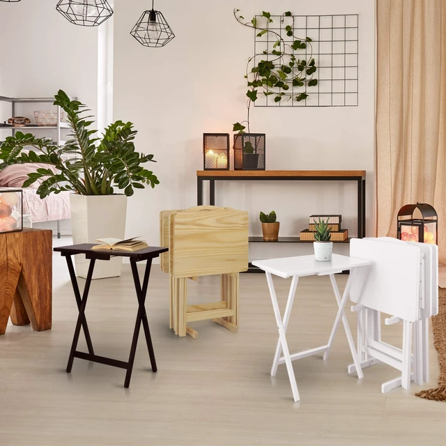 Alt view image 6 of 6 - 5pcs Tray Table Set - White (660-41)