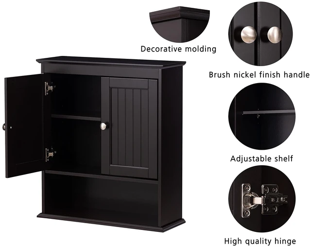 Alt view image 5 of 7 - Bathroom Wall Cabinet Over Toilet, Small Medicine Cabinet Espresso | FSC-Certified MDF, Adjustable Shelf, Easy Assembly, Space-Saving Open & Concealed Storage for Toiletries, Towels, And Decor