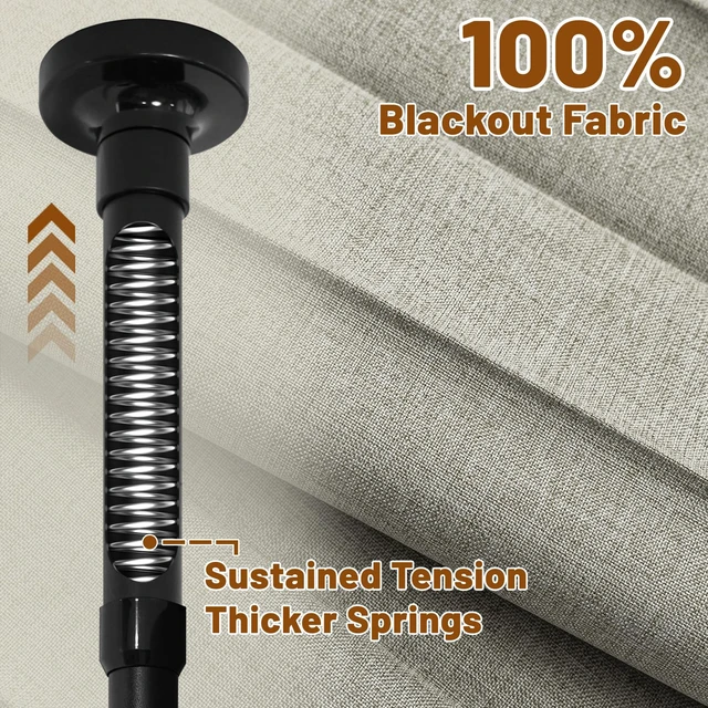 Alt view image 6 of 7 - Privacy Curtains for Room Divider with Blackout & Soundproof (Grey, W100 x L84 in, 1 Panel)+ No Drill Curtain Rods(H) 43-120×(W) 35-100 in, Wall Divider for Bedroom/Studio/Office Curtain