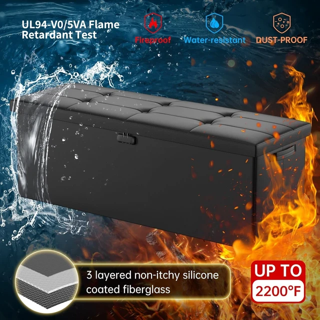 Alt view image 3 of 7 - Storage Ottoman Bench,FireproofWaterproof Folding Bench with Lock(15x 43x15),Leather Storage Chest with Handles2 Extra Boxes,Ottoman Safe for Bedroom,Living Room,Home Office,Black